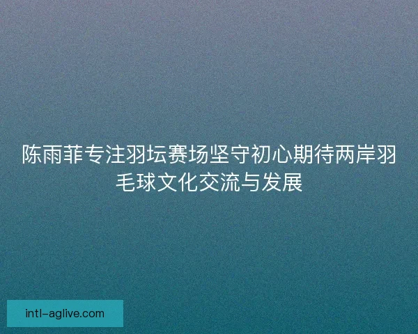陈雨菲专注羽坛赛场坚守初心期待两岸羽毛球文化交流与发展