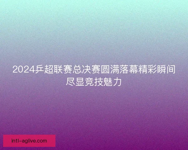 2024乒超联赛总决赛圆满落幕精彩瞬间尽显竞技魅力