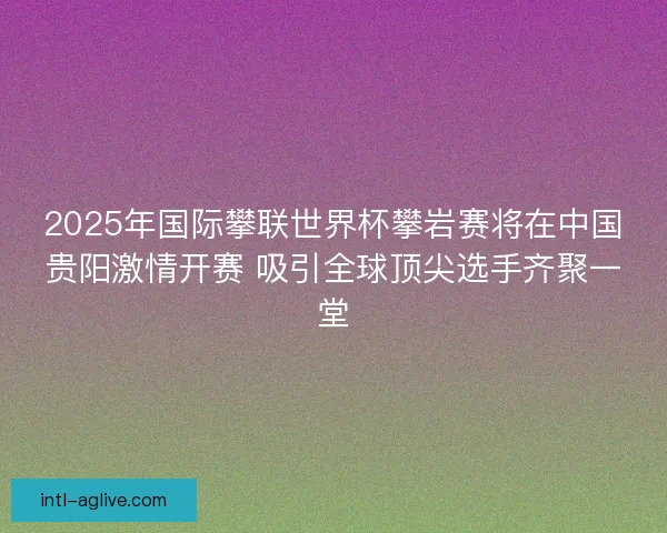 2025年国际攀联世界杯攀岩赛将在中国贵阳激情开赛 吸引全球顶尖选手齐聚一堂